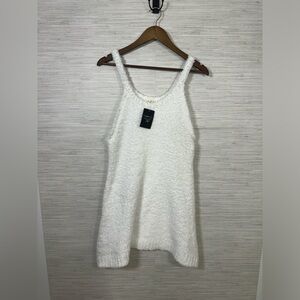 NWT POL Fuzzy White Sleeveless Mini Dress Size Large